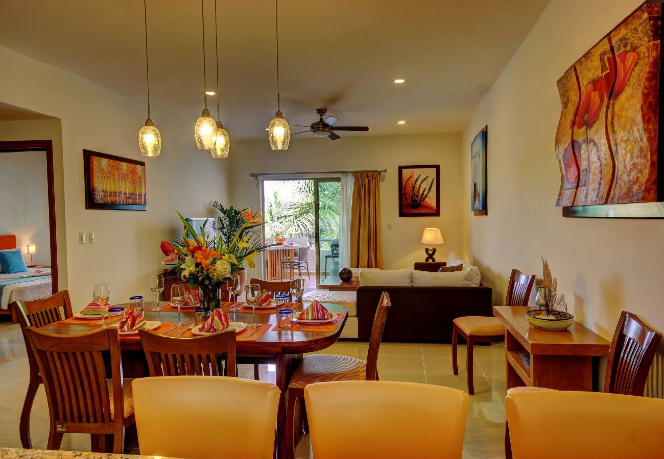 Departamento en Playa del Carmen - P303. Palmar del Sol Penthouse 2Rec Vista jardin.