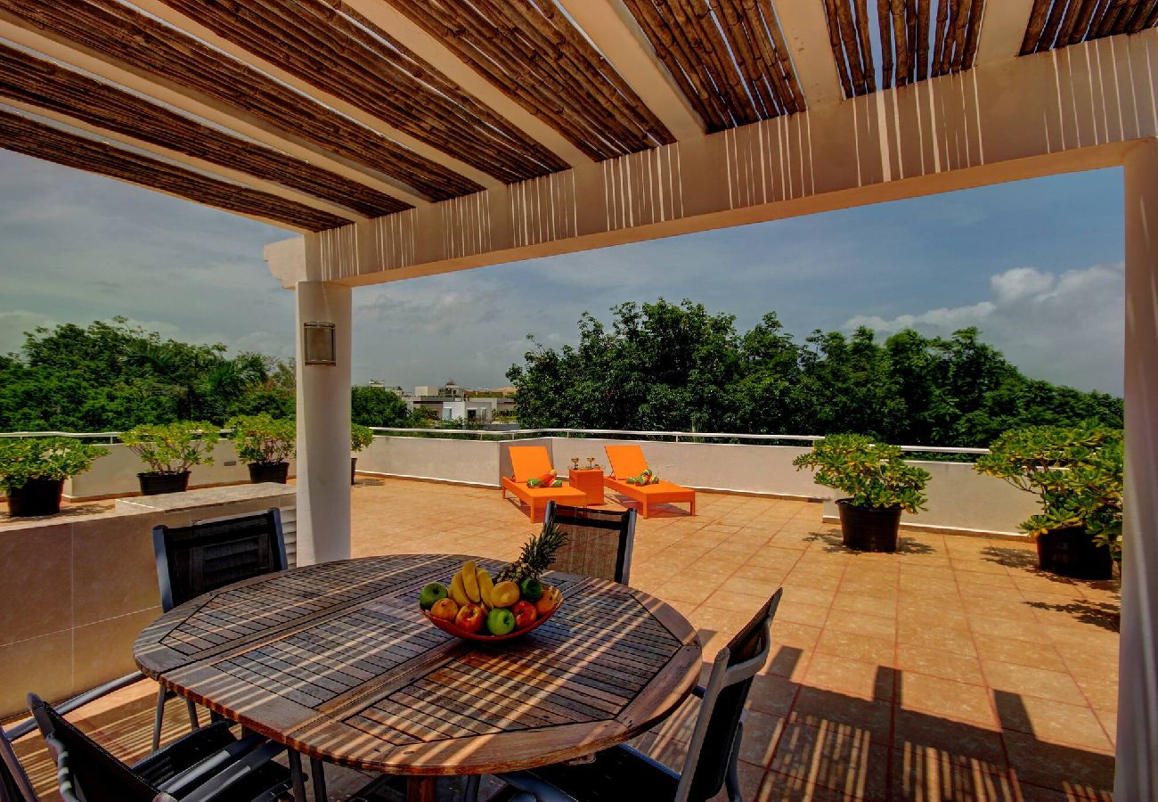 Condohotel in Playa del Carmen - P308. Palmar del Sol Penthouse 2Rec Vista Jardin.
