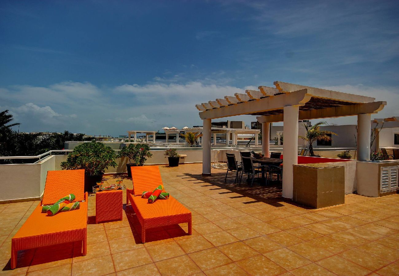 Condohotel in Playa del Carmen - P308. Palmar del Sol Penthouse 2Rec Vista Jardin.